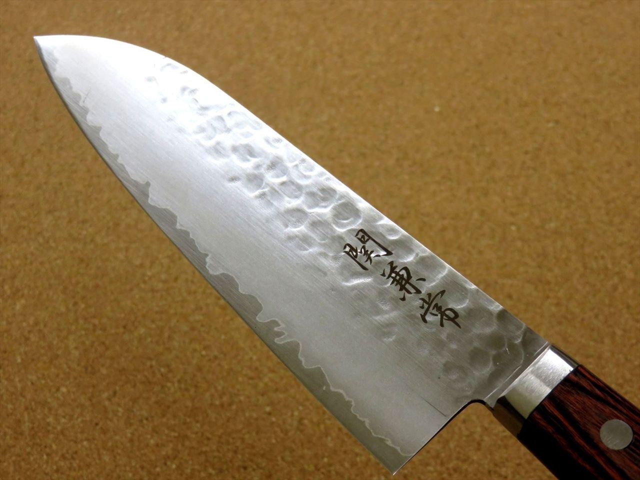 Japanese Kanetsune Kitchen Santoku Knife 165mm 6.5 inch Hammer Forged SEKI JAPAN