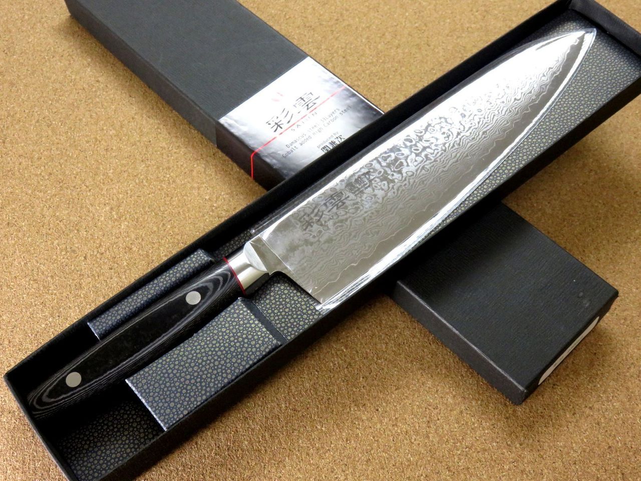 Japanese SAIUN Kitchen Gyuto Chef's Knife 230mm 9.1" VG-10 Damascus SEKI JAPAN