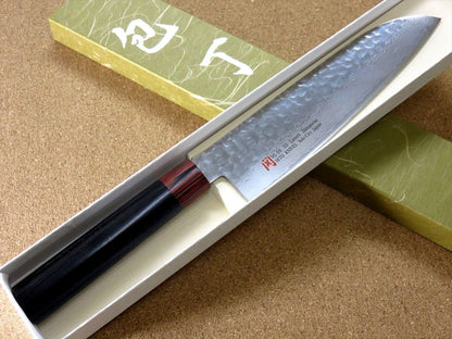 Japanese SETO ISEYA-I Kitchen Santoku Knife 7.1" Damascus Hammered SEKI JAPAN