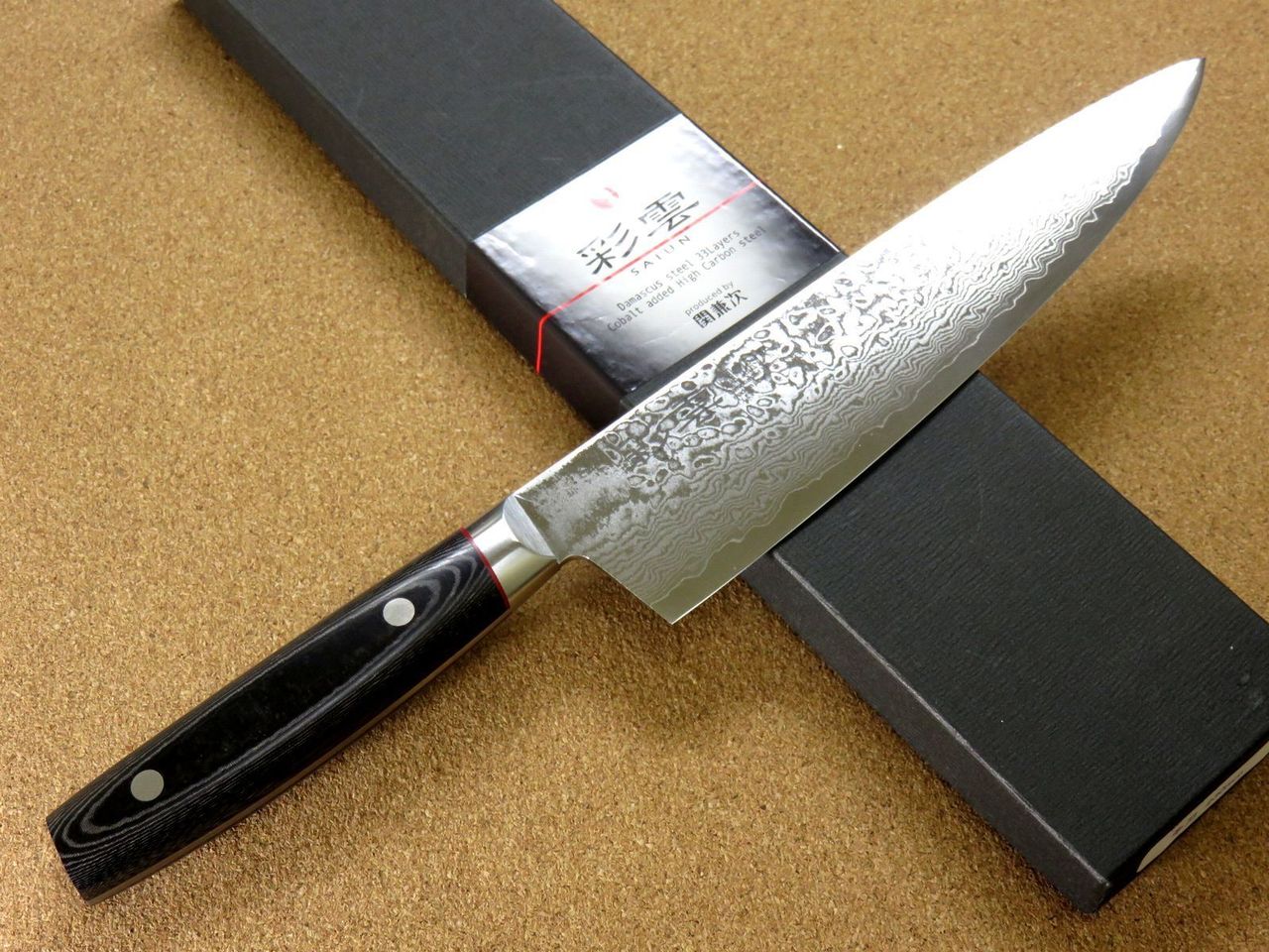 Japanese SAIUN Kitchen Gyuto Chef's Knife 230mm 9.1" VG-10 Damascus SEKI JAPAN