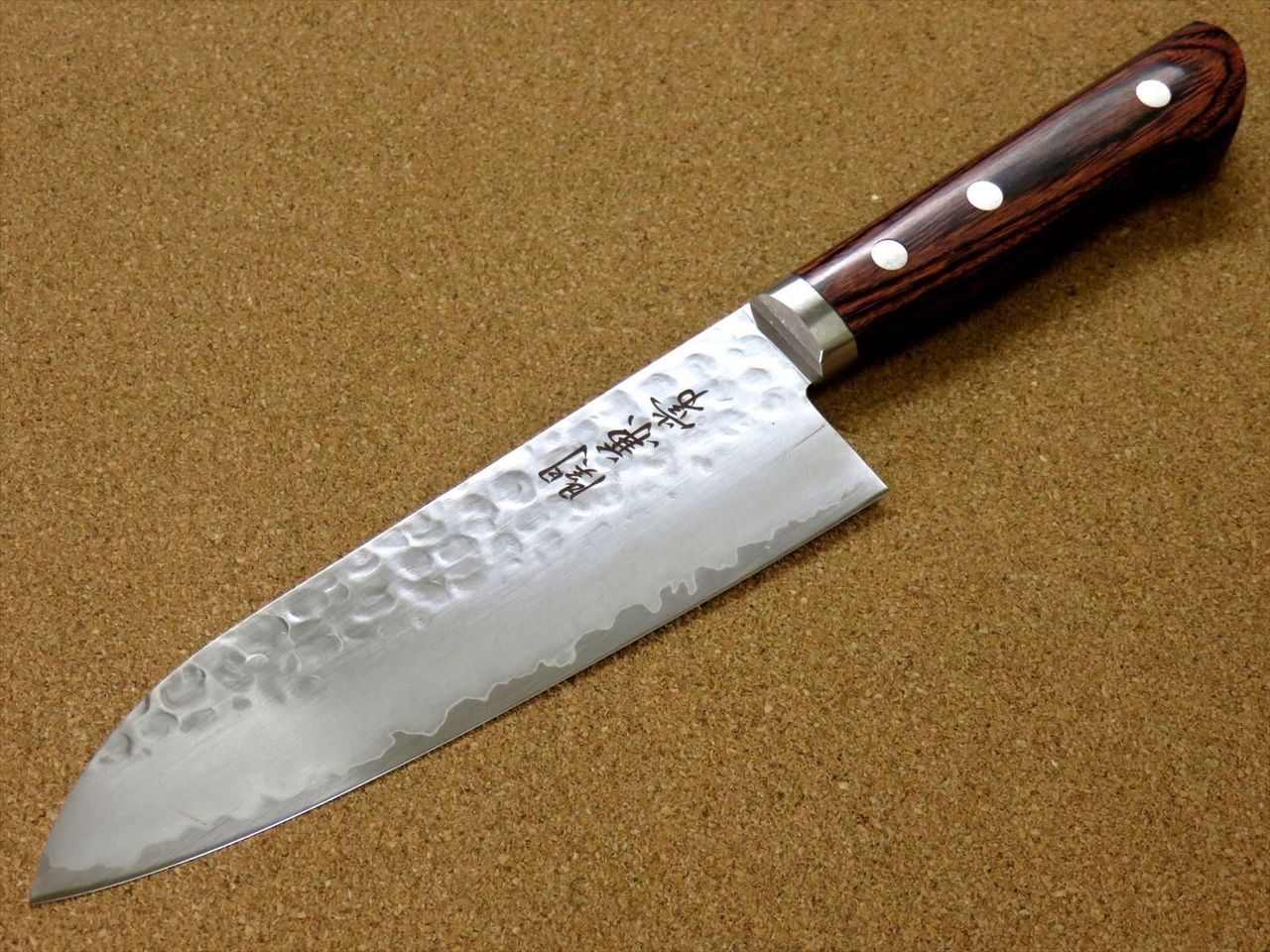 Japanese Kanetsune Kitchen Santoku Knife 165mm 6.5 inch Hammer Forged SEKI JAPAN