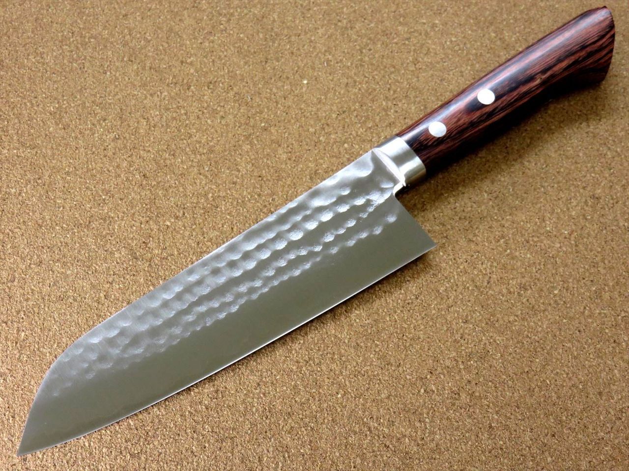 Japanese Kitchen Santoku Knife 170mm 6.7 inch 3 Layers Hammered Bolster JAPAN