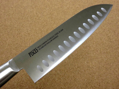 Japanese Pisces Kitchen Dimple Santoku Knife 6.7" Stainless Handle SEKI JAPAN