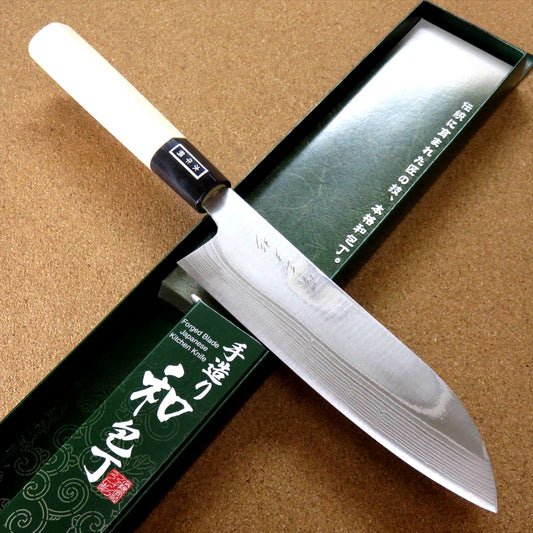 Japanese Fine Craft Kitchen Santoku Knife 7 in 10A Damascus 33 Layers SEKI JAPAN