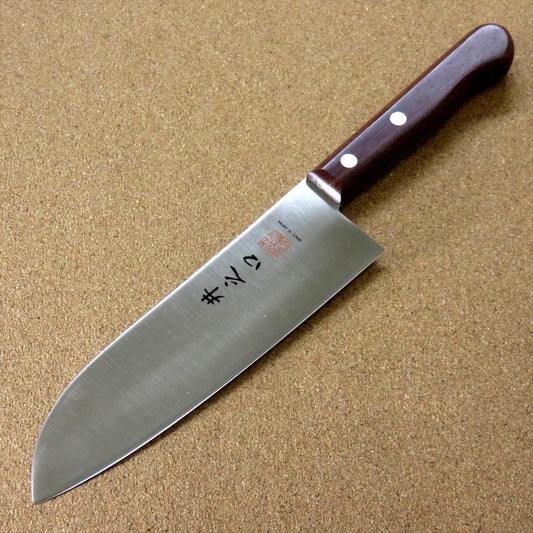 Japanese Kitchen Santoku Knife 165mm 6.5" Natural Rose Wood Handle SEKI JAPAN