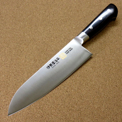 Japanese SETO-A ISEYA JIHEI Kitchen Santoku Knife 180mm 7 in Bolster SEKI JAPAN