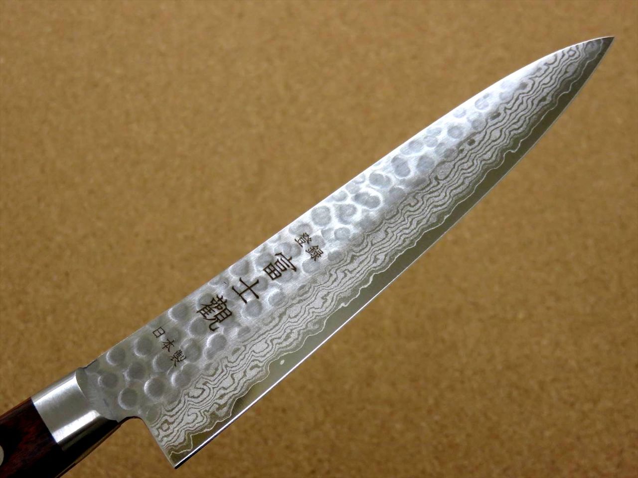 Japanese FUJIMI Kitchen Utility Knife 5.5" Hammer Forged VG-10 Damascus From JAPAN