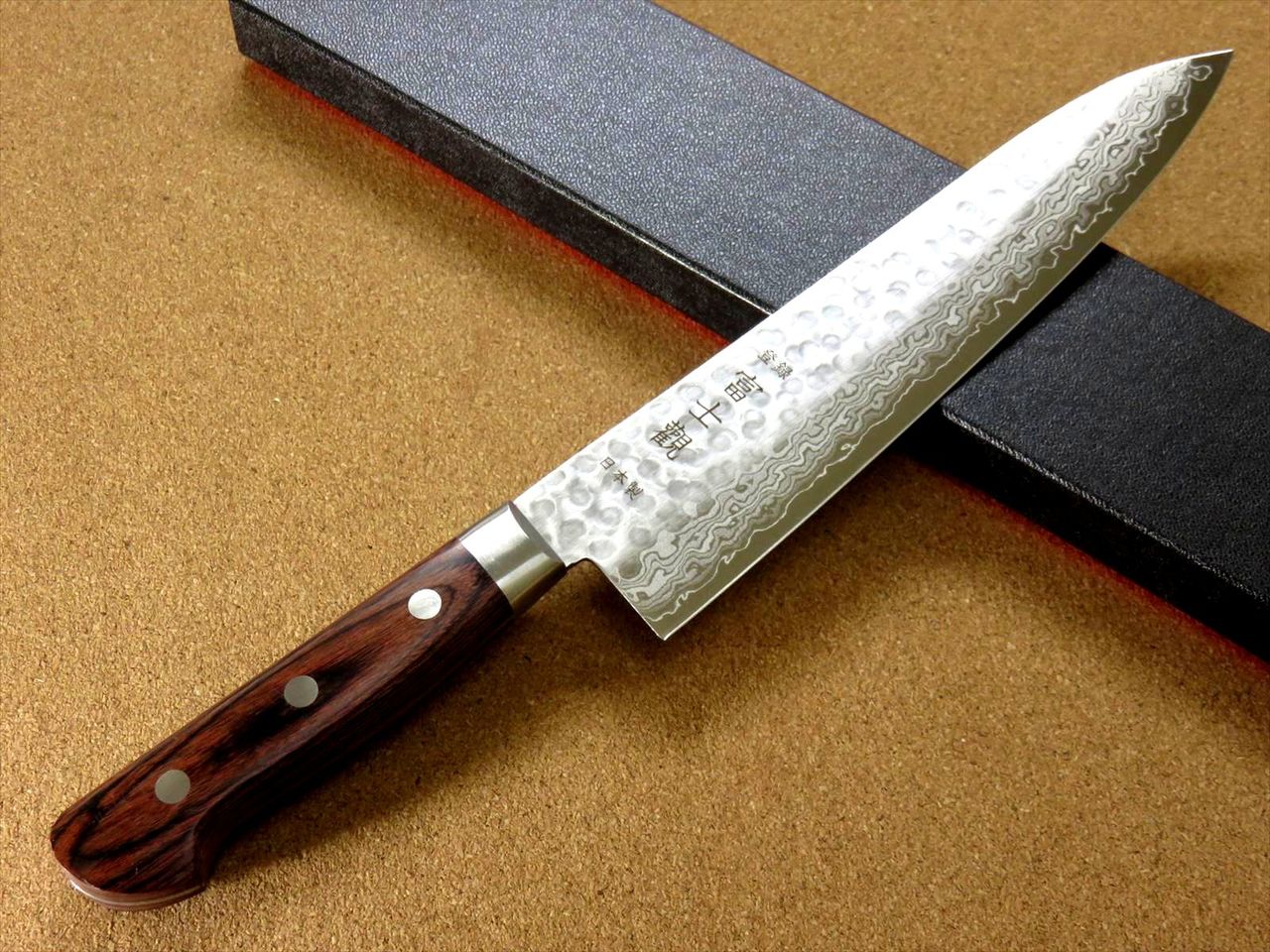 Japanese FUJIMI Kitchen Chef Knife 8" Hammer Forged VG-10 Damascus From JAPAN