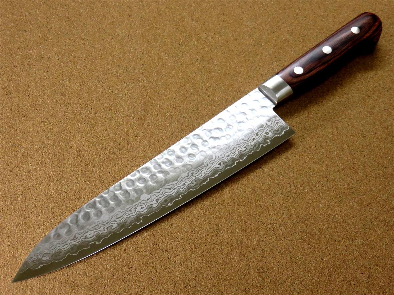 Japanese FUJIMI Kitchen Chef Knife 8" Hammer Forged VG-10 Damascus From JAPAN