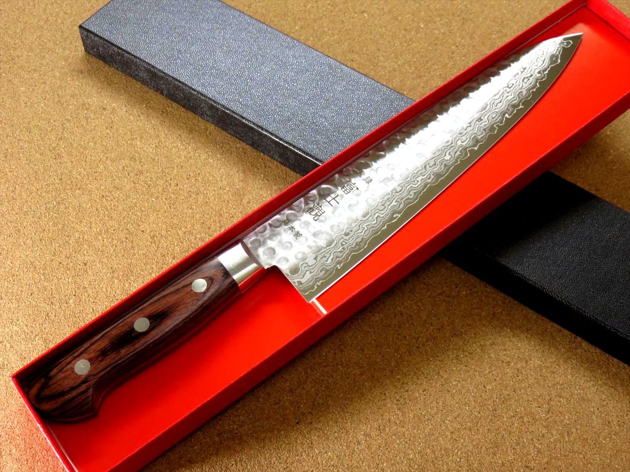 Japanese FUJIMI Kitchen Chef Knife 8" Hammer Forged VG-10 Damascus From JAPAN