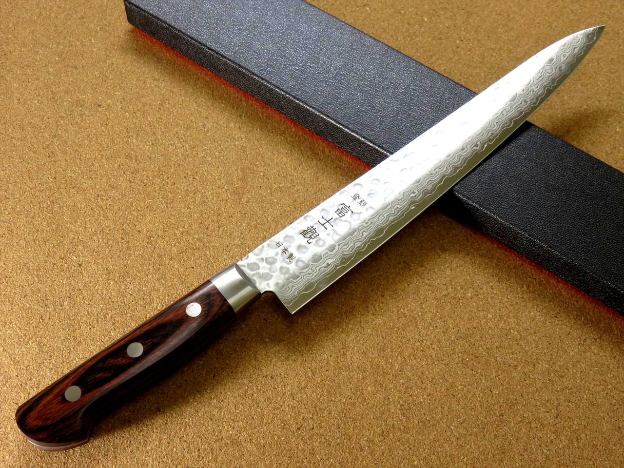 Japanese FUJIMI Kitchen Slicing Knife 9" Hammer Forged VG-10 Damascus From JAPAN