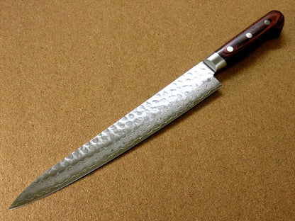 Japanese FUJIMI Kitchen Slicing Knife 9" Hammer Forged VG-10 Damascus From JAPAN