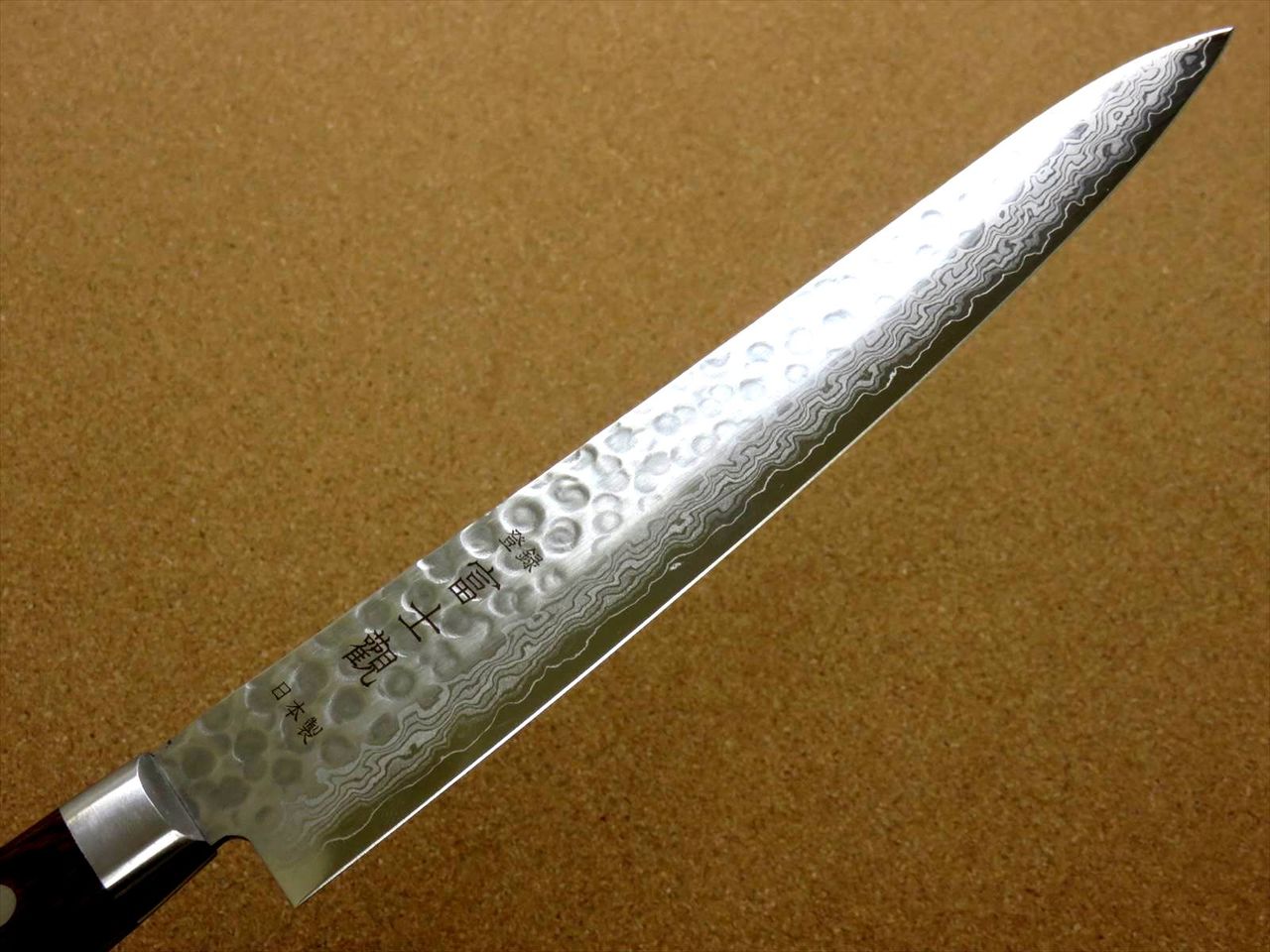 Japanese FUJIMI Kitchen Slicing Knife 9" Hammer Forged VG-10 Damascus From JAPAN