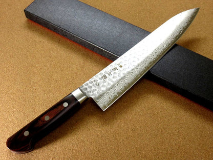 Japanese FUJIMI Kitchen Chef Knife 10.6" Hammer Forged VG-10 Damascus From JAPAN