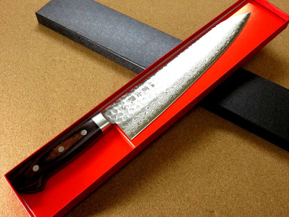 Japanese FUJIMI Kitchen Chef Knife 10.6" Hammer Forged VG-10 Damascus From JAPAN