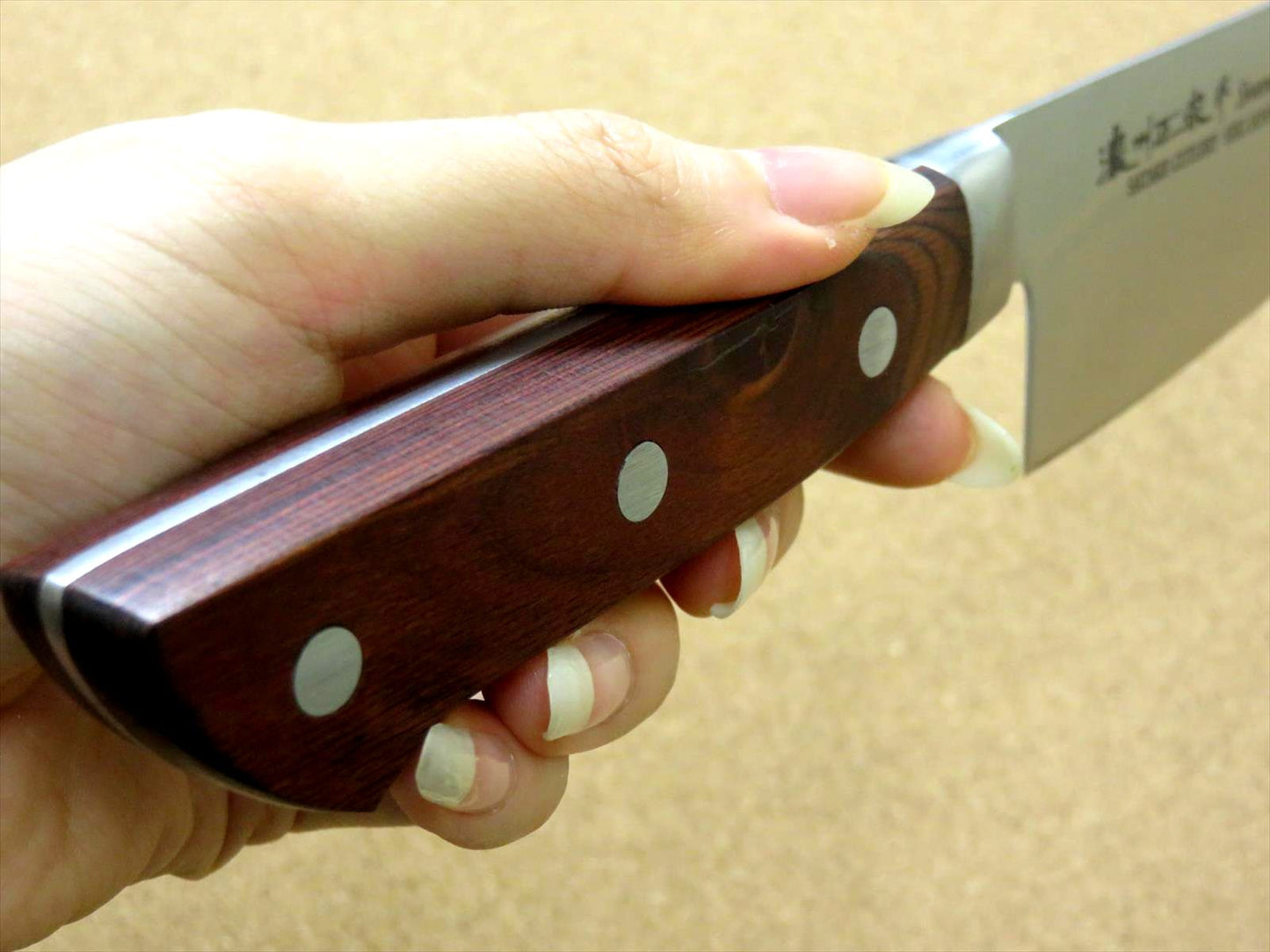 Japanese Masamune Kitchen Santoku Knife 165mm 6 inch Brown Plywood SEKI JAPAN