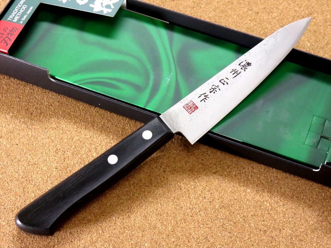 Japanese Masamune Kitchen Utility Knife 4.7" Nashiji Laminated plywood SEKI JAPAN